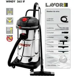 Lavor Pro - Aspirateur Eau Et Poussières En Inox 2400W 65L 130l/s - WINDY 265 IF