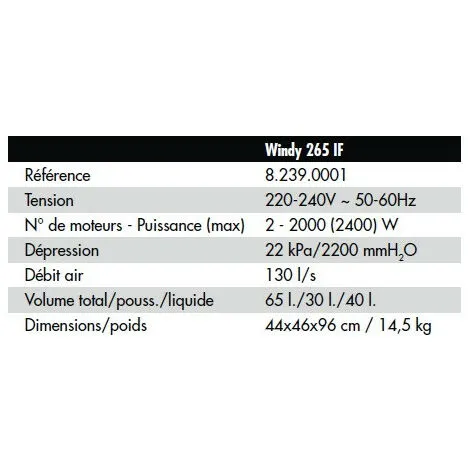 Lavor Pro - Aspirateur Eau Et Poussières En Inox 2400W 65L 130l/s - WINDY 265 IF 2 Lavor Pro - Aspirateur Eau Et Poussières En Inox 2400W 65L 130l/s - WINDY 265 IF – Image 2