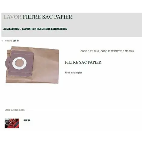 Lavor - 5 Filtres Aspirateur Papier 25X55X 12cm Avec Valve D.68 (pour Injecteur Extracteur) 1 Lavor - 5 Filtres Aspirateur Papier 25X55X 12cm Avec Valve D.68 (pour Injecteur Extracteur)
